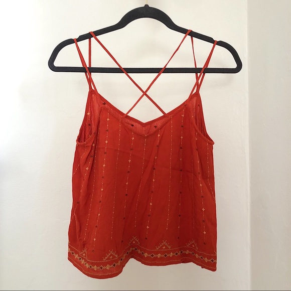 Aeropostale Orange Tribal Embroidered Cami Top - Picture 3 of 5